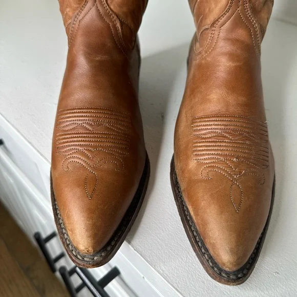 Vintage Dan Post Marlboro Collection Women’s 8.5 Western Cowboy Boots Tan - Picture 3 of 10